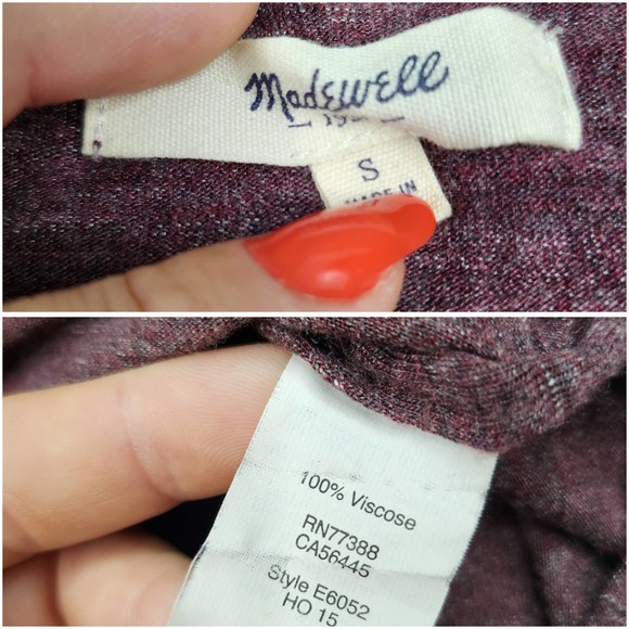 Madewell Shirt Small Maroon Red Purple V Neck Long Sleeve Flowy Lightweight - Picture 9 of 9